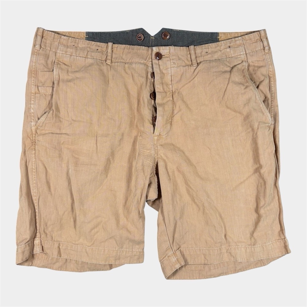 Wallace & Barnes Mens Linen Blend Shorts Button Fly Heritage Workwear 38(40)x9